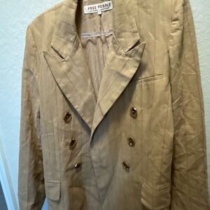 Free People Beige Double-Breasted Blazer Size Medium